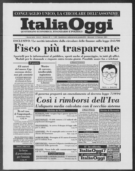 Italia oggi : quotidiano di economia finanza e politica